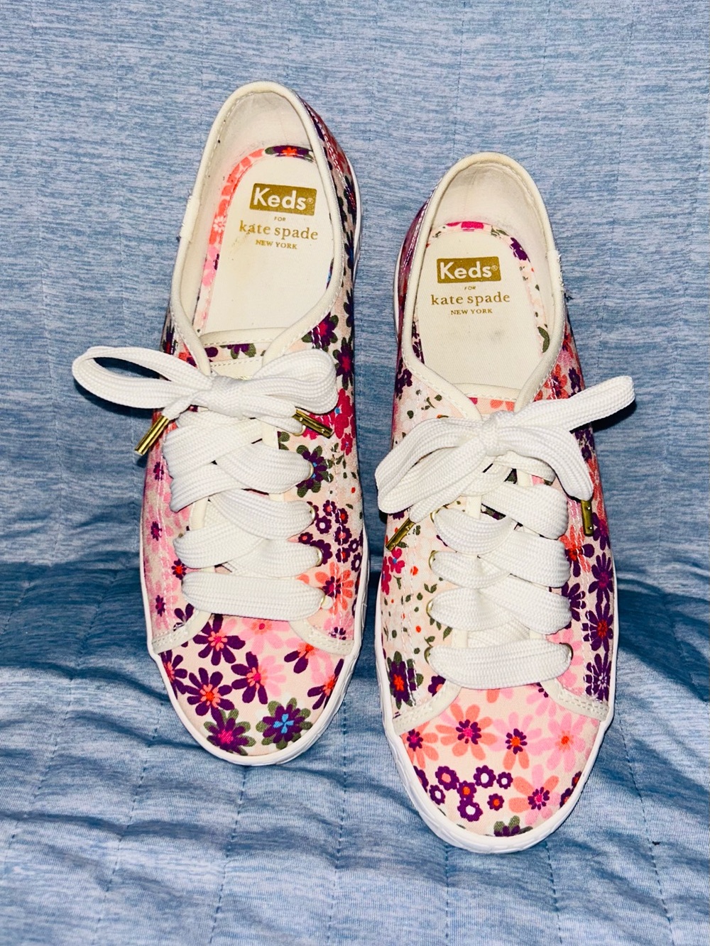kate spade x Keds Floral Pink and Purple Lace-Up Sneakers